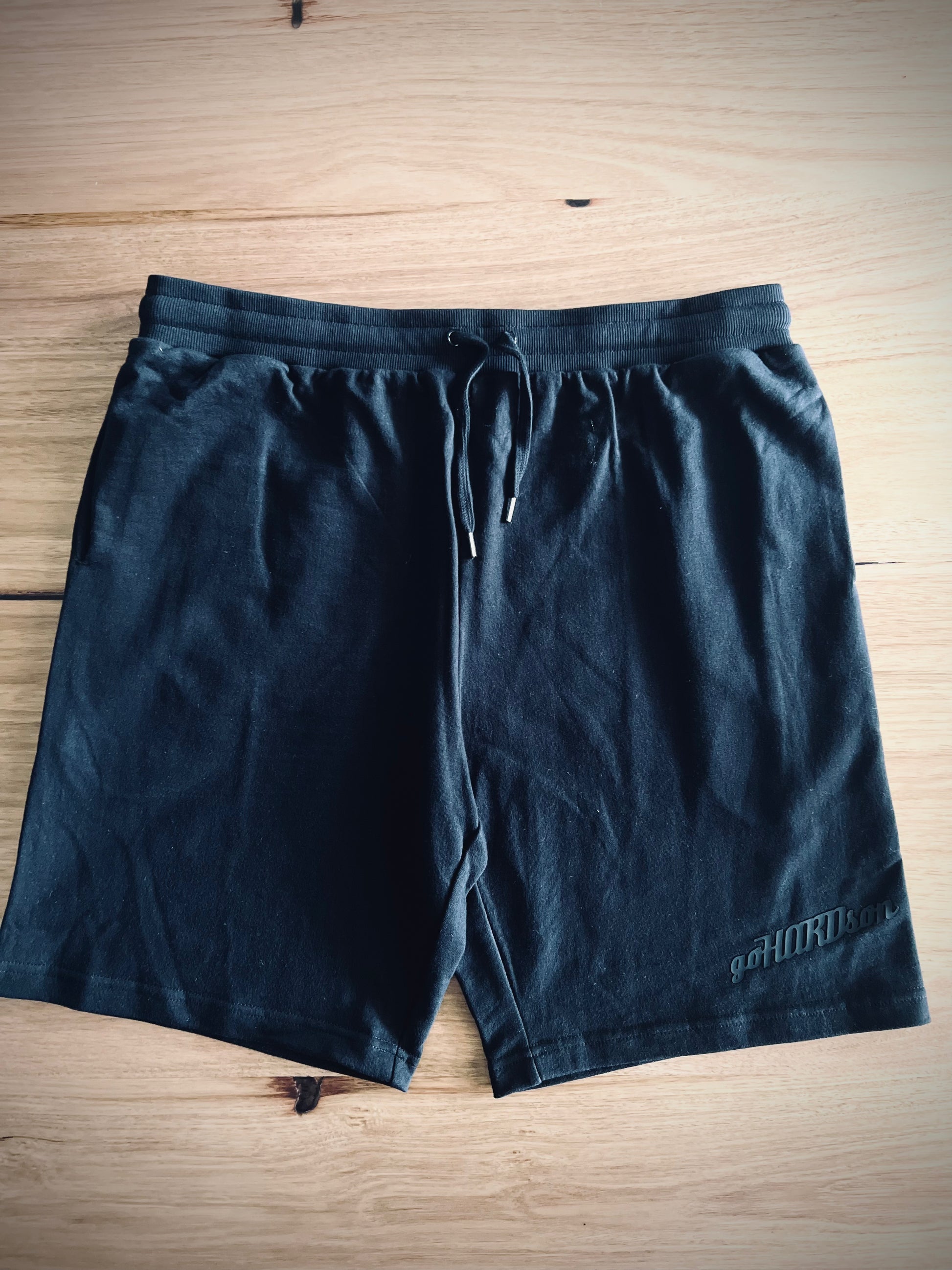 goHARDson fortune favours the brave men's black 100% cotton shorts streetwear summer fashion