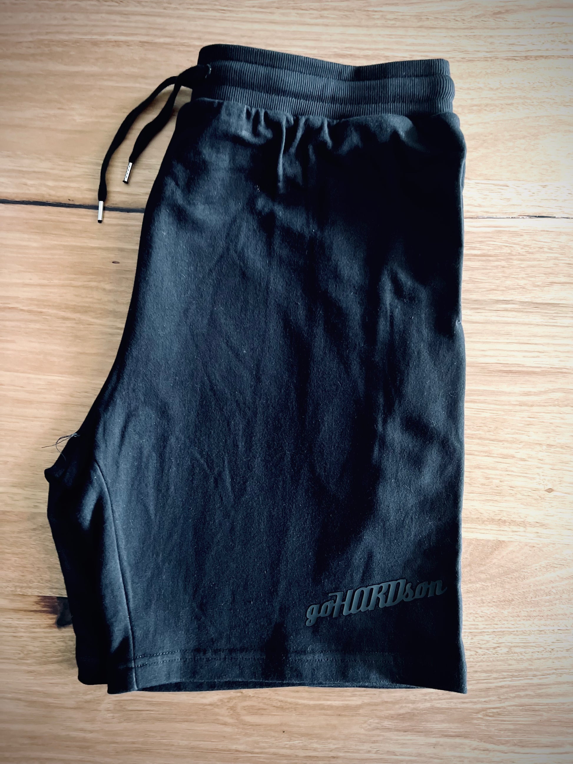 goHARDson fortune favours the brave men's black 100% cotton shorts streetwear summer fashion