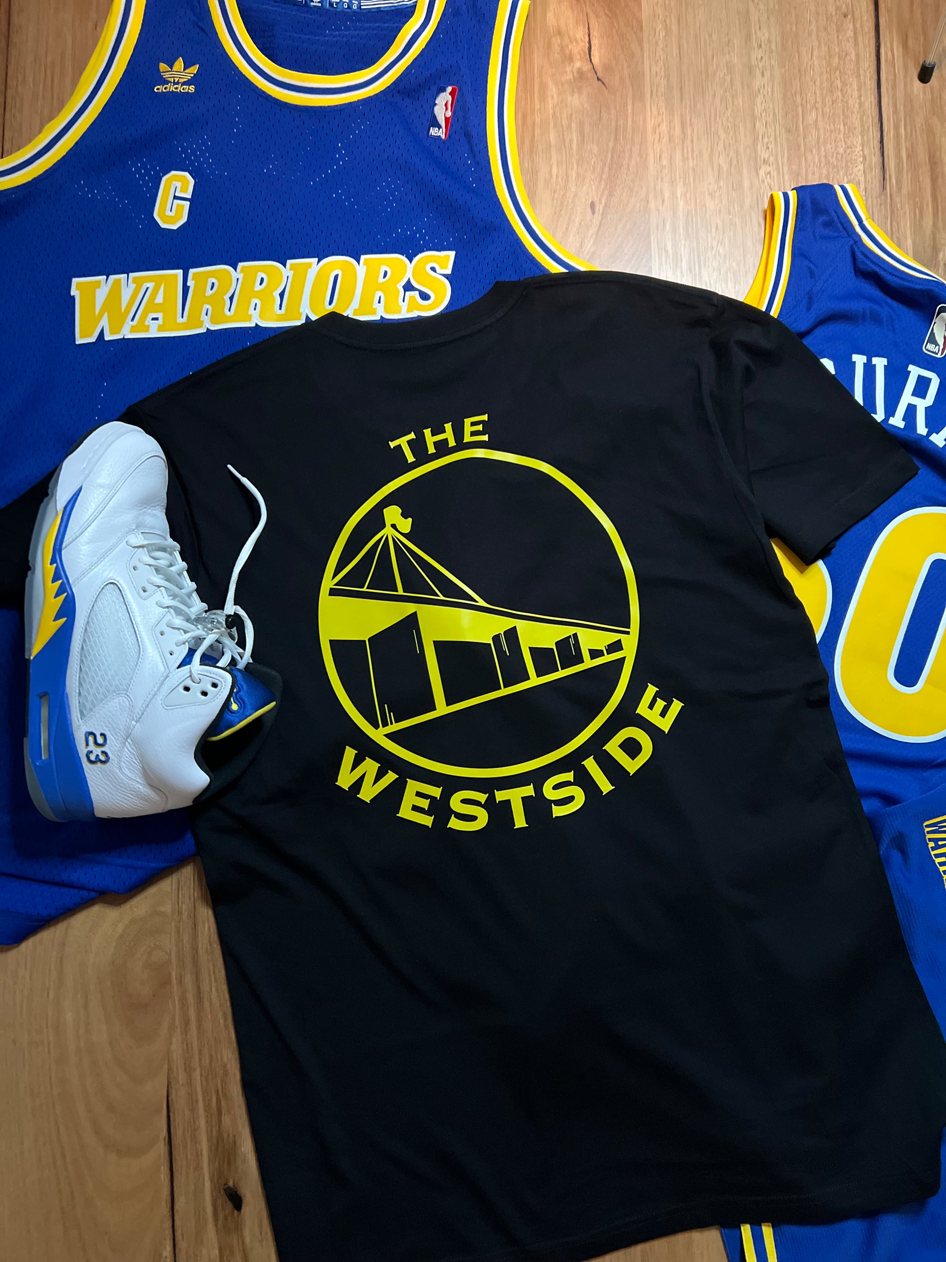 goHARDson the westside black mens streetwear t-shirt golden state warriors the bay melbourne westgate bridge steph curry